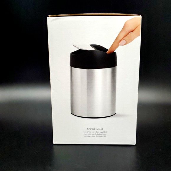 Simplehuman 1.5 Liter / 0.4 Gallon Mini Countertop Trash Can, Brushed Stainless - Picture 2 of 12